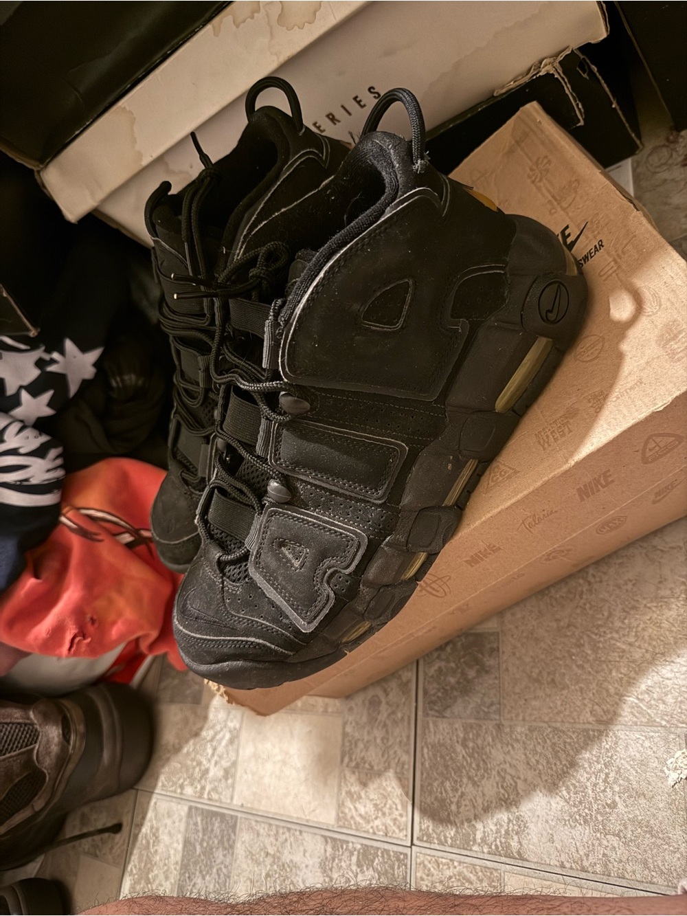 Nike All-Black Air More Uptempo Shoes